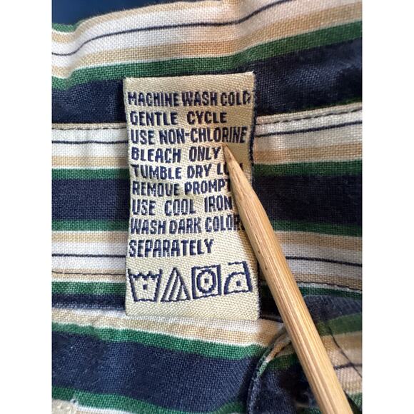 Vintage 90s Preppy Striped Cotton Short Sleeve Button Up Shirt 2XL Country Club - Picture 6 of 6